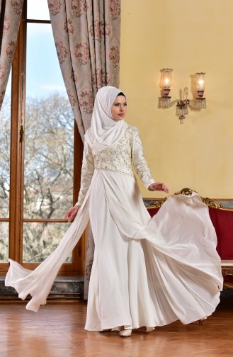 Naturfarbe Hijab-Abendkleider 1713218-02