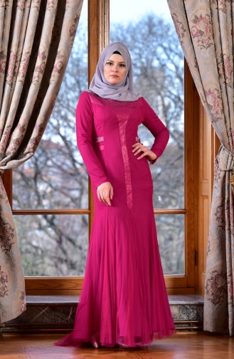 Bedrucktes Abendkleid 1613953-02 Fuchsia 1613953-02