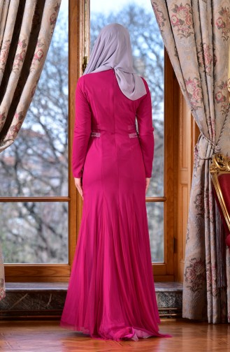 Fuchsia Hijab Evening Dress 1613953-02