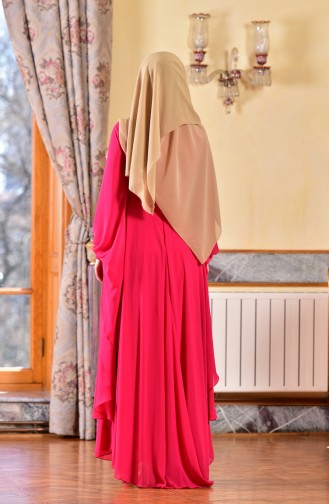 Robe de Soirée İmprimée de Pierre 1713188-01 Fushia 1713188-01