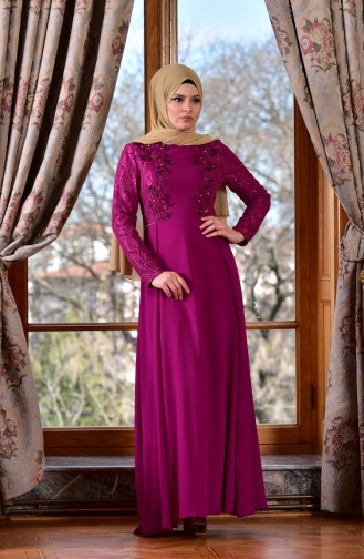 Bedrucktes Abendkleid1713198-01 Fuchsia 1713198-01