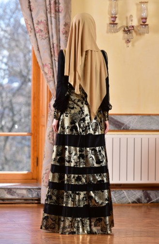 Gold Hijab Evening Dress 1713216-01