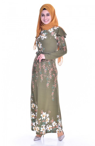 Khaki Hijab Kleider 5180-06