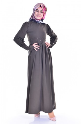 Khaki Hijab Dress 1342-05