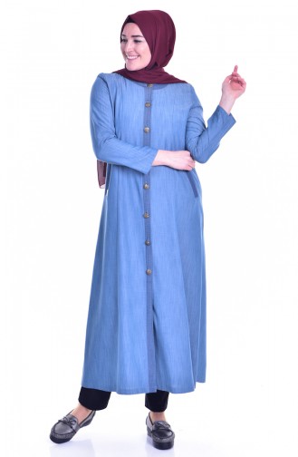 Hijab Mantel mit Knöpfen 0951-01 İndigo 0951-01