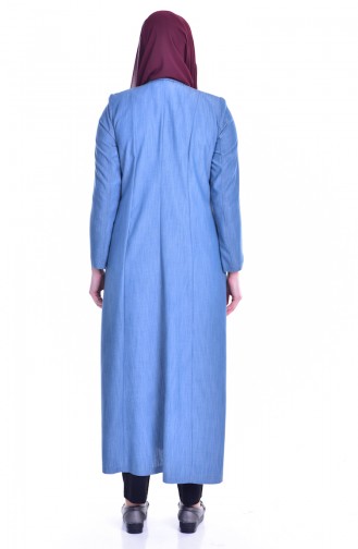 Hijab Mantel mit Knöpfen 0951-01 İndigo 0951-01