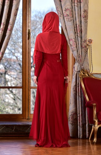 Red Hijab Evening Dress 1613953-01