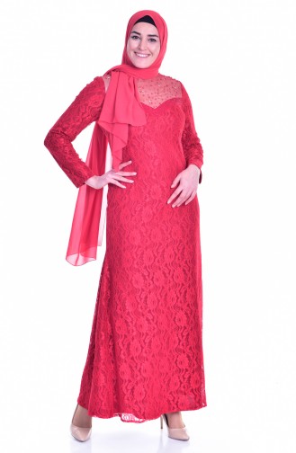 Red Hijab Evening Dress 1713185-03