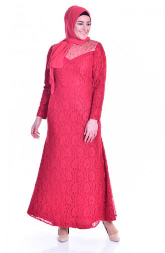 Robe de Soirée a Dentelle 1713185-03 Rouge 1713185-03