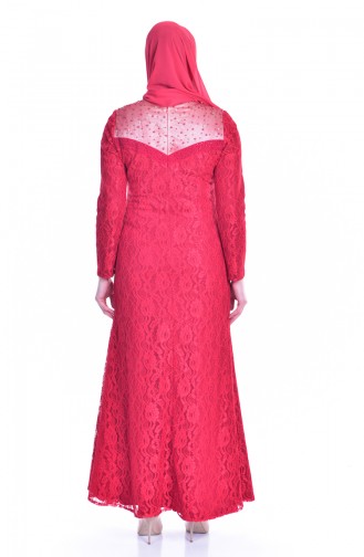 Robe de Soirée a Dentelle 1713185-03 Rouge 1713185-03