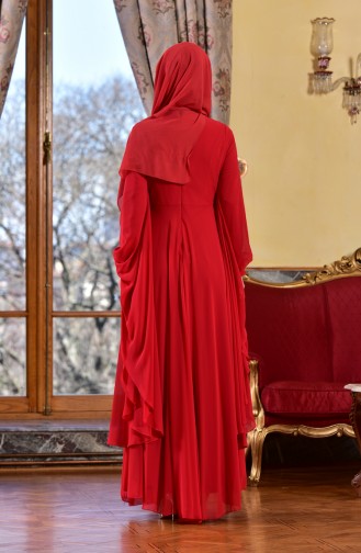 Robe de Soirée İmprimée de Pierre1713188-02 Rouge 1713188-02