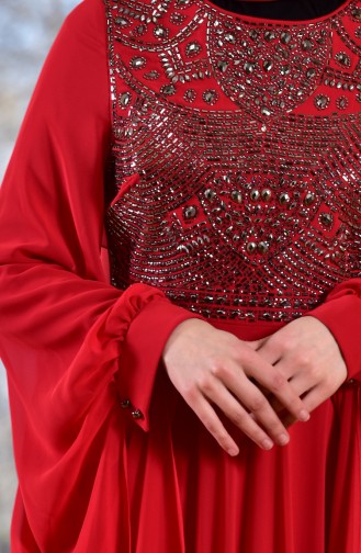 Red Hijab Evening Dress 1713188-02