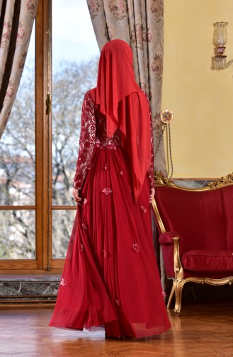 Red Hijab Evening Dress 1713204-02