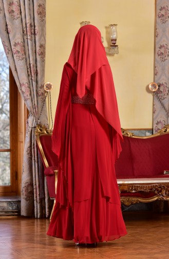 Robe de Soirée Perlées 1713217-01 Rouge 1713217-01