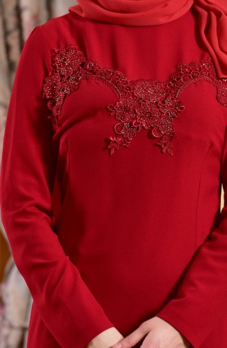 Dantelli Abiye Elbise 1713182-04 Kırmızı
