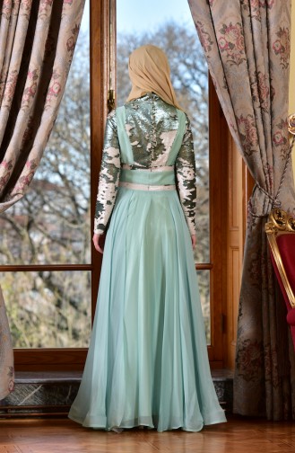 Mint green İslamitische Avondjurk 1713221-03