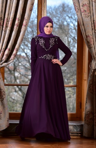 Purple İslamitische Avondjurk 8000-03