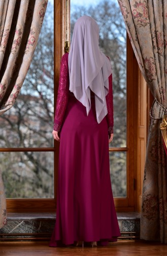 فستان بتصميم بتفاصيل مرصعة ومن الدانتيل  1713191-03