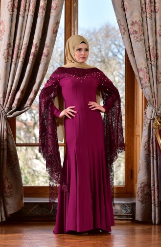 Robe de Soirée Perlées 1713197-07 Plum 1713197-07