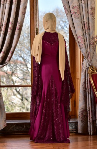 Robe de Soirée Perlées 1713197-07 Plum 1713197-07