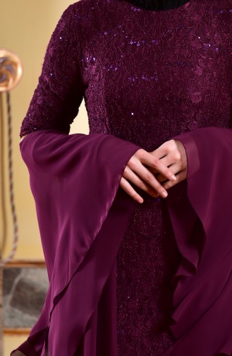Plum Hijab Evening Dress 52692-05