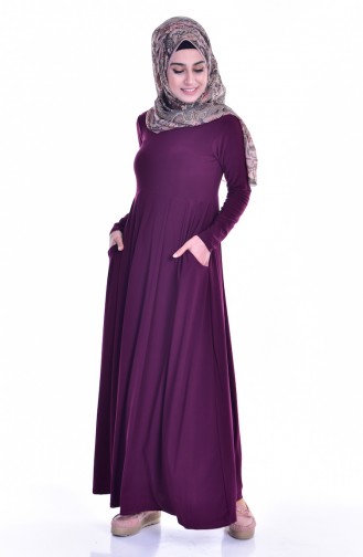 Plum Hijab Dress 18131-04