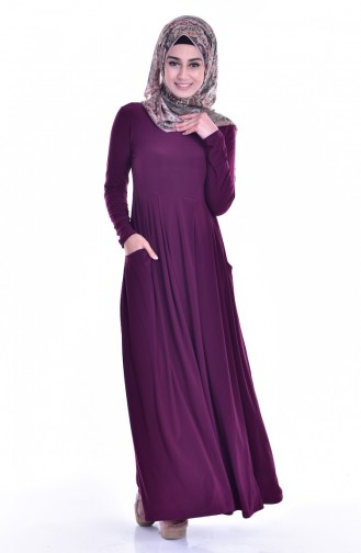 Plum Hijab Dress 18131-04