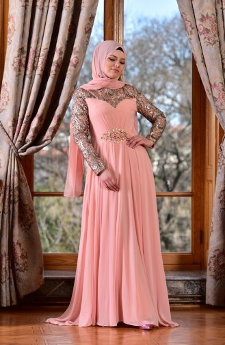 Powder Hijab Evening Dress 1713186-01