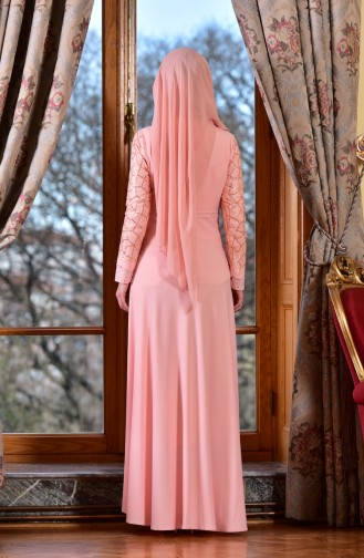Powder Hijab Evening Dress 1713191-01