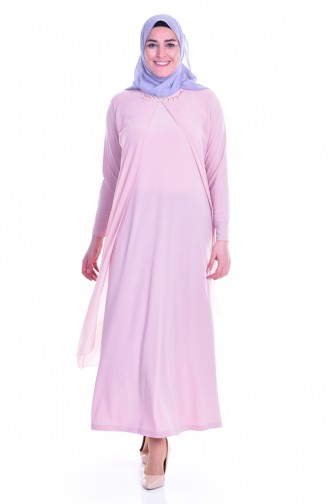 Abendkleid mit Halskette 0947-02 Puder 0947-02