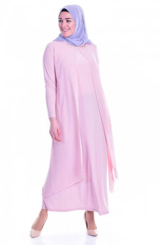 Abendkleid mit Halskette 0947-02 Puder 0947-02