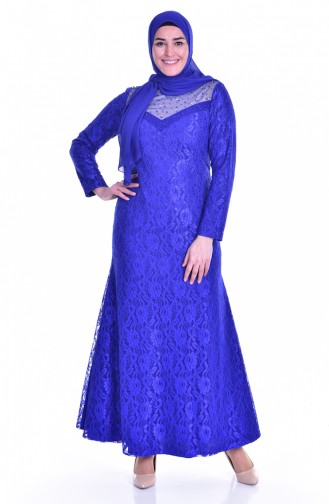 Robe de Soirée a Dentelle 1713185-02 Bleu Roi 1713185-02