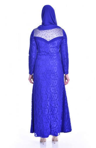 Robe de Soirée a Dentelle 1713185-02 Bleu Roi 1713185-02