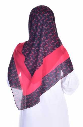 140 cm Desenli Eşarp Şal 503176-09 Kırmızı Siyah