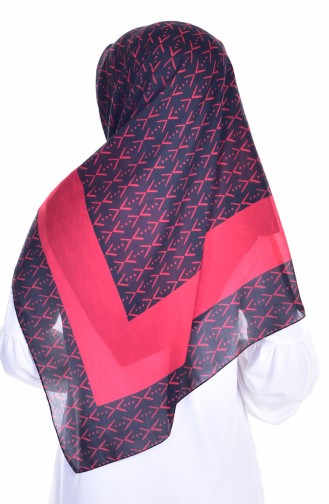 140 cm Desenli Eşarp Şal 503176-09 Kırmızı Siyah