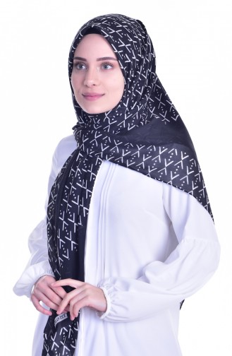 140 cm Desenli Eşarp Şal 503176-01 Siyah