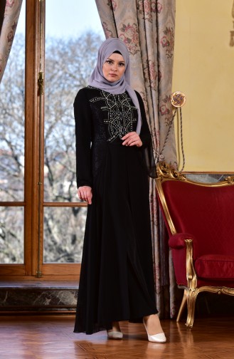 Abendkleid mit Perlen 1613944-01 Schwarz 1613944-01