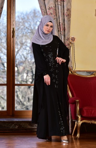 Black Hijab Evening Dress 1713187-02