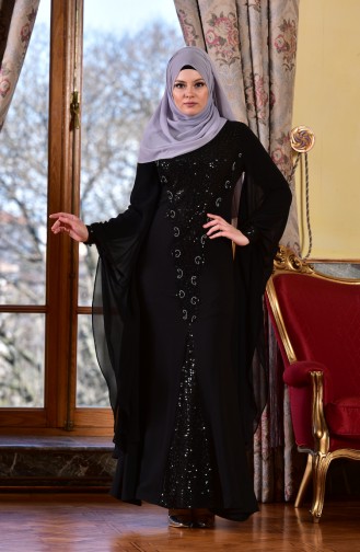 Black Hijab Evening Dress 1713187-02