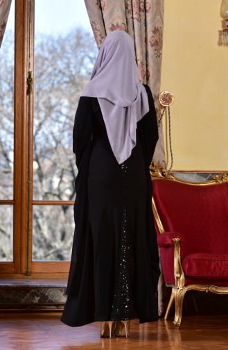 Black Hijab Evening Dress 1713187-02