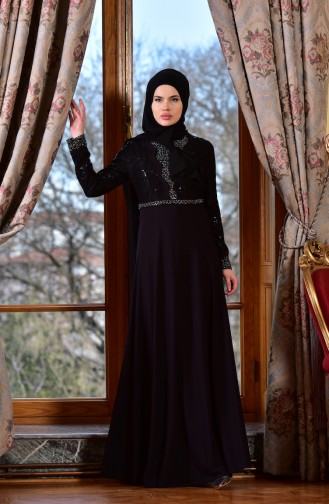 Black Hijab Evening Dress 1713191-02