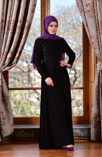 Black Hijab Evening Dress 1713198-02