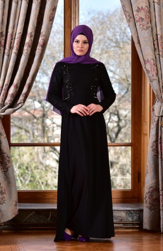 Black Hijab Evening Dress 1713198-02