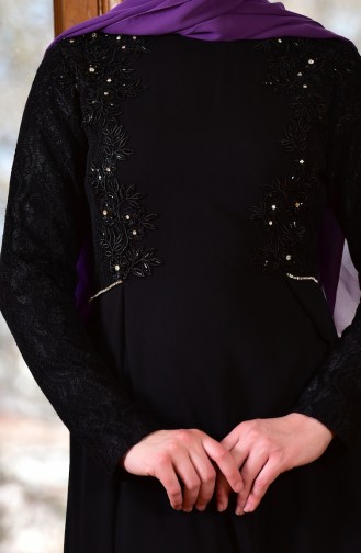 Black Hijab Evening Dress 1713198-02