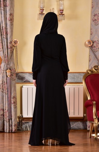 Robe de Soirée Asymétrique avec Pierre 1713201-01 Noir 1713201-01