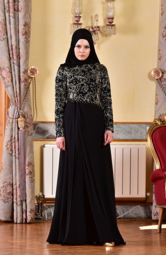 Robe de Soirée Perlées 1713218-01 Noir 1713218-01