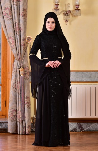 Black Hijab Evening Dress 52692-04