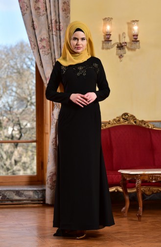 Black Hijab Evening Dress 1713182-01