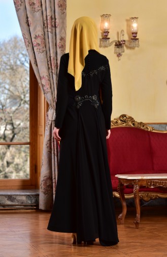 Black Hijab Evening Dress 1713182-01