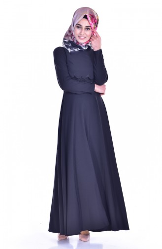 Lasergeschnittenes Kleid mit Spitzen 8117-03 Schwarz 8117-03